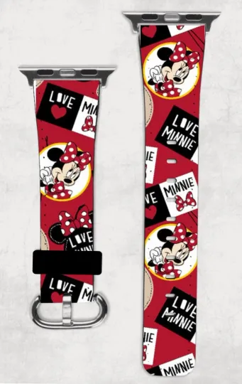 Discover Disney I Love Minnie Mouse Apple Watch Band NEW 38/40/41 & 42/44/45 Valentine’s
