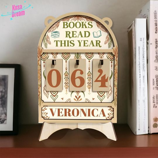 Discover Custom Bohemian Bookworm Gift - Wooden Reading Goal Tracker, Books Read This Year Plaque, Cute Boho Library Nook Decor Display