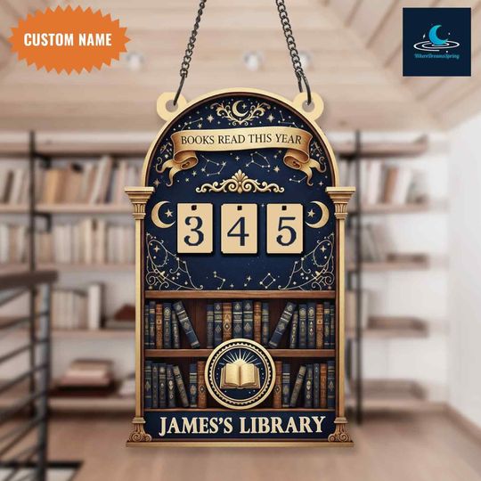 Discover Personalized Book Tracker Sign, Vintage Library Decor, Books Read This Year Counter, Vintage Bookshelf Library Sign, Reader Gift