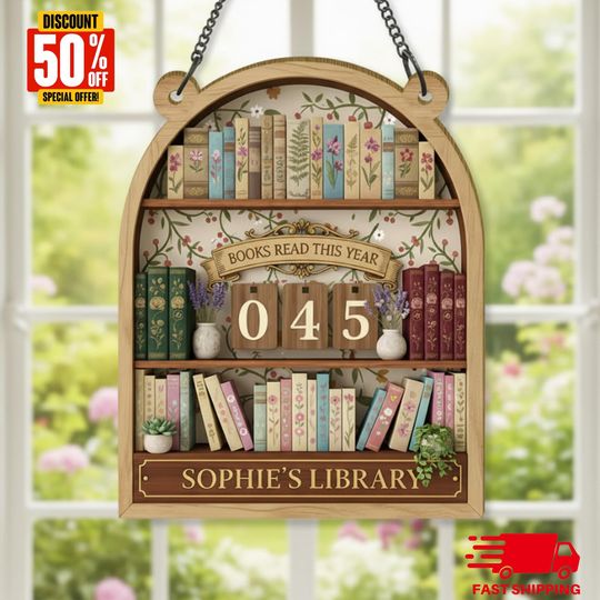 Discover Vintage Book Tracker Sign, Personalized Reading Tracker, Library Decor, Book Lover Gift, Books Read This Year Counter, Reading Lover Gift
