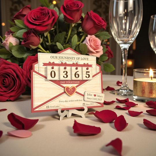 Discover Our Journey Of Love Tracker Sign, Personalized Couple Gift, Romantic Valentine Decor, Valentine Gift for Couples, Anniversary Dating Counter