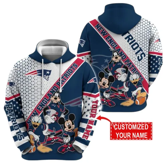 New England Football Team Patriotss 3D Hoodie, Unisex Adults S-5XL