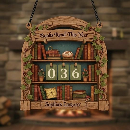 Discover Personalized Book Tracker, Rustic Fantasy Decor, Books Read This Year Counter, Custom Library Sign, Reading Lover Gift