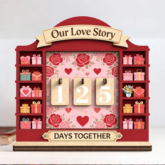 Discover Custom Book Tracker Days Together, Wooden Tracker Read Year Counter, Valentine Days Gifts For Couple, Bookshelf Decor, Anniversary Love Sign