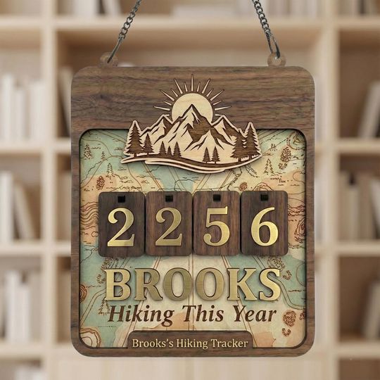 Discover Personalized Hiking Tracker Sign for Outdoor Lovers -Personalized Mountain Distance Display, Outdoor Adventure Wall Art for Hikers