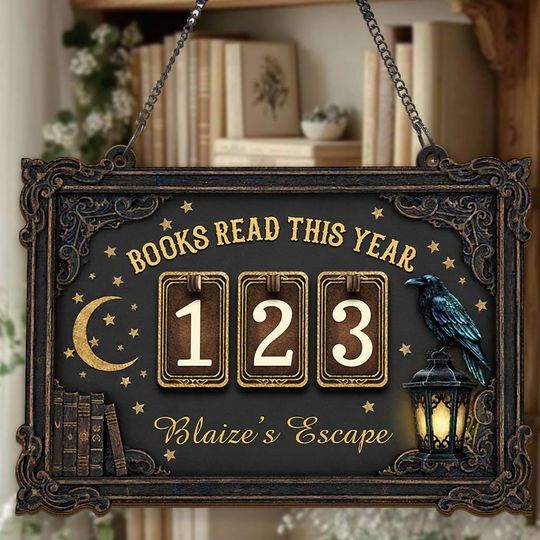 Discover Personalized Gothic Book Tracker Sign, Books Read This Year Sign, Raven Library Decor, Dark Academia Reading Tracker Gift, Book Lover Gift