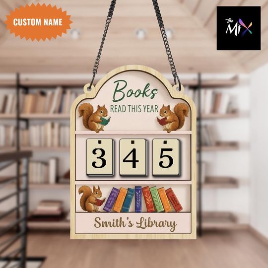 Discover Personalized Reading Tracker Sign, Books Read This Year Counter, Custom Name Book Lover Gift, Reading Challenge Hanging Decor