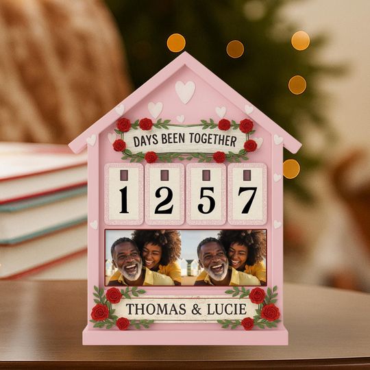 Discover Personalized Days Together Couples Tracker Gift: Custom Photo Anniversary Counter for Him & Her