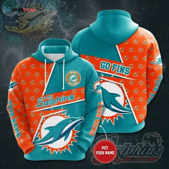 Miami Football Team Dolphinss 3D Hoodie, Unisex Adults S-5XL