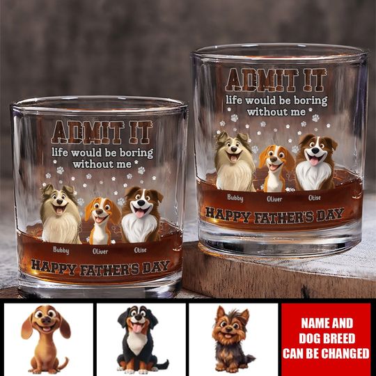 Discover Boring Without Your Dog - Personalized Whiskey Glass