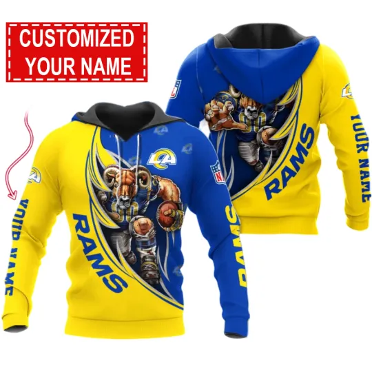 Los Angeles Football Team Ramss 3D Hoodie, Unisex Adults S-5XL