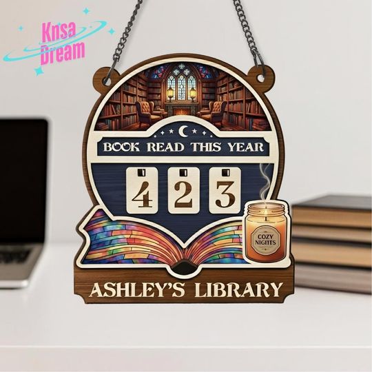 Discover Custom Book Milestone Board, Dark Academia Library Signage, Books Read Tally, Unique Gift for Reader, Personalized Book Nook Plaque