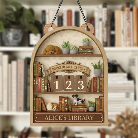Discover CUSTOMIZABLE Books Read Tracker, PERSONALIZABLE Wooden Library Shelf Sign, Reading Challenge Decor, Book Lover Gift for Kids Adults, Home