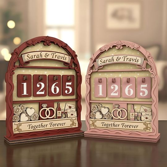 Discover Personalized Days of Love Sign, Custom Anniversary Day Counter, Romantic Couple Wooden Decor, Since We Met Gift for Couples.