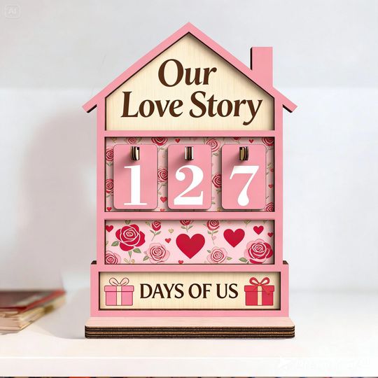 Discover Book Tracker Days Together Wooden Love Display Reading Counter Valentine Day Anniversary Couple Gift