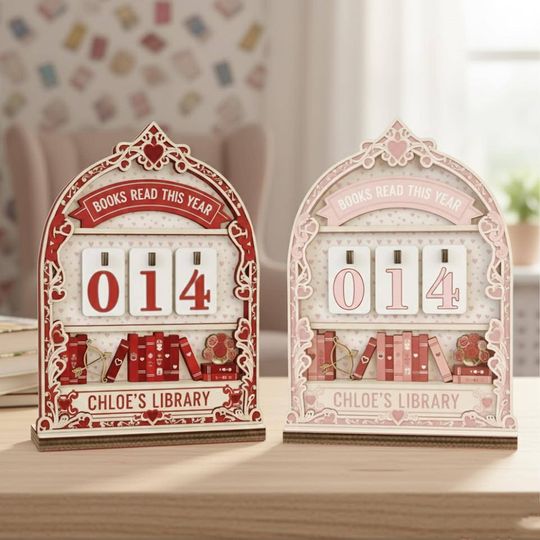 Discover Custom Name Floral Book Read This Year Counter, Romance Books Tracker Sign, Personalized Valentine's Gift for Book Lover, Bookish Home Decor