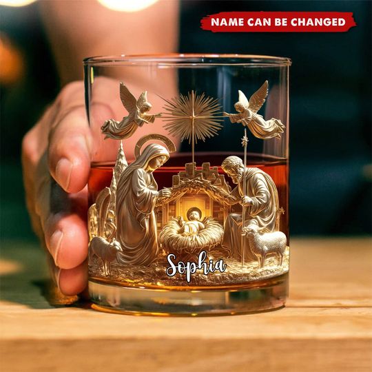 Discover Nativity Moment - Personalized Christian Whiskey Glass