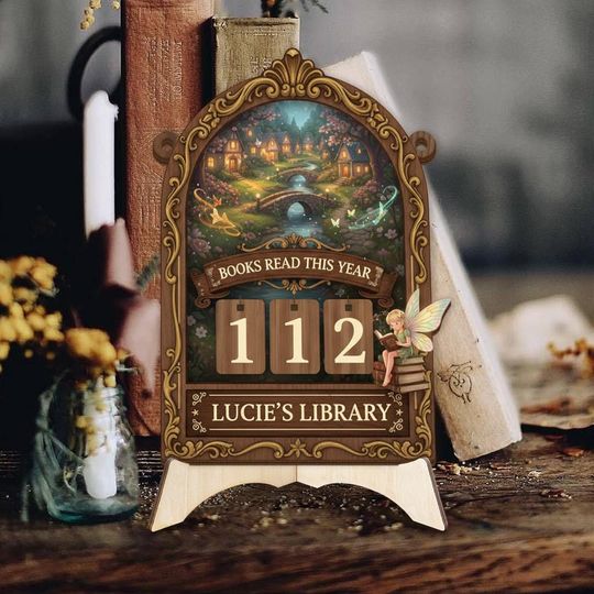 Discover Personalized Books Read Tracker Sign, Fairy Tale Reading Counter, Custom Name Library Decor, Book Lover Gift for Reader