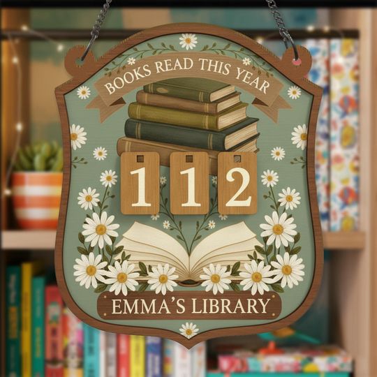 Discover Personalized Daisy Book Tracker Sign, Books Read This Year Wooden Sign, Personalized Library Decor, Floral Reading Gift for Book Lover