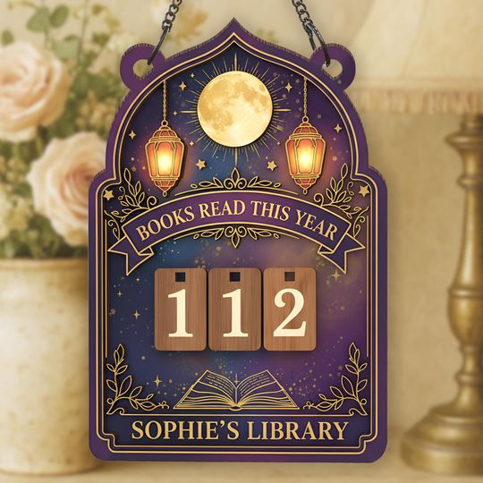 Discover Custom Book Tracker Sign, Books Read This Year Counter, Personalized Reading Tracker, Book Lover Gift, Wooden Flip Number Library Decor