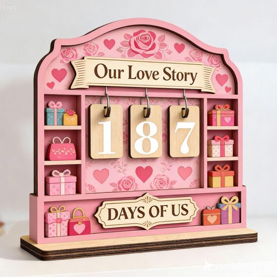 Discover Custom Days Together Book Tracker Wooden Love Sign Reading Counter Valentine Day Anniversary Romantic Gift
