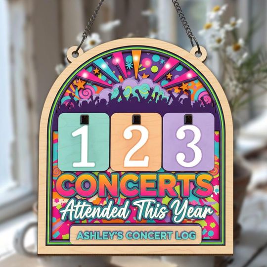 Discover Concert Tracker Sign, Personalized Concerts Attended This Year Board, Colorful Music Event Log Decor, Gift for Concert Lovers, Music Lover