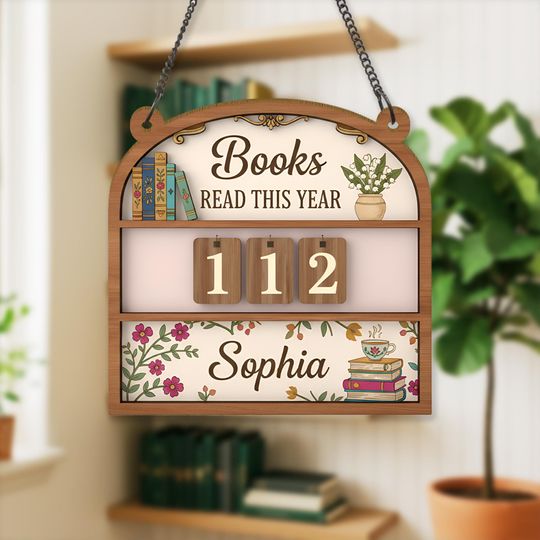 Discover Floral Reading Tracker Sign, Personalized Books Read This Year Sign, Custom Name Library Decor, Book Lover Gift for Readers