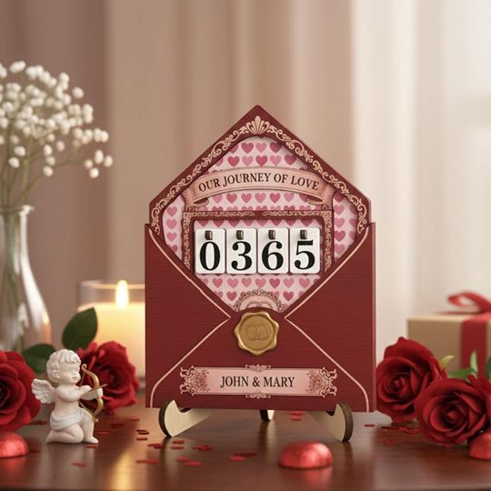 Discover Personalized Days in Love Counter  Custom Romantic Heart Wooden Sign, Couple Anniversary Plaque, Wedding & Valentines Day Gift