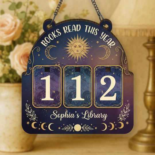 Discover Personalized Celestial Books Read This Year Tracker Sign, Custom Reading Log Display,Reader Gift,Book Lover Library Decor, Reading Goal Sign