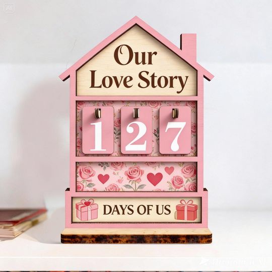 Discover Personalized Book Tracker Days Together Wooden Reading Display Valentine Day Anniversary Meaningful Gift