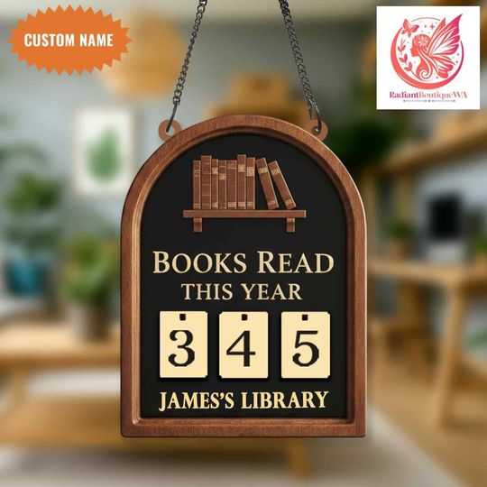 Discover Custom Name Book Tracker Sign, Custom Reading Log Decor, Personalized Book Counter, Vintage Bookshelf Library Sign, Reader Gift