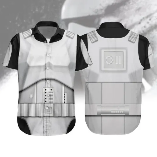 Stormtrooper Armor Cosplay Button Shirt, Star Wars Hawaiian Shirt Men