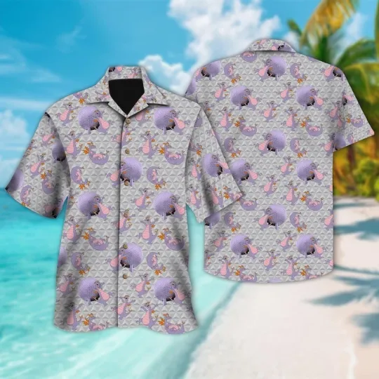 Discover Disney Figment Button Up, Figment Epcot Hawaiian Shirt