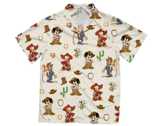 Mickey and Friends Western Cowboy Hawaiian Shirt