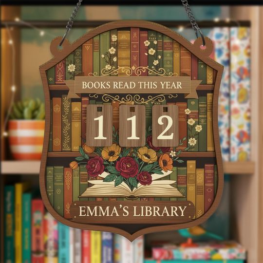 Discover Personalized Vintage Book Tracker Sign, Books Read This Year Wooden Sign, Personalized Library Decor, Gift for Readers and Book Lovers