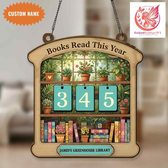 Discover Custom Greenhouse Book Tracker Sign, Books Read This Year, Vintage Book Lovers Gift, Books Read This Year Counter, Garden Library Decor