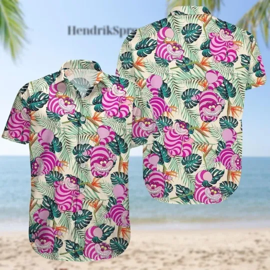 Discover Cheshire Cat Hawaiian Shirt/Shorts, Cheshire Cat Button Shirt