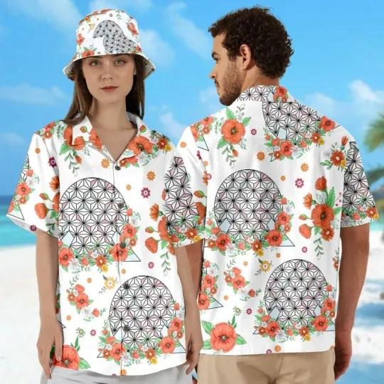 Discover Funny Epcot Aloha Beach Hawaiian Shirt, Epcot Flower Summer Vacation Hawaii Tee