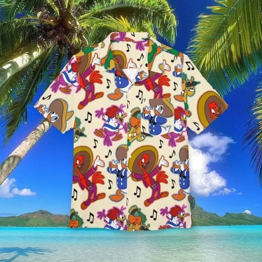 Three Caballeros Hawaiian Shirt Unisex, Button-Down, Luau Beach Party