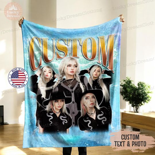 Discover Blanket Custom Bootleg Rap, Photo Blanket, Custom Your Girlfriend Boyfriend Vintage Graphic 90s Blanket, CUSTOM Your Own Bootleg Idea Here
