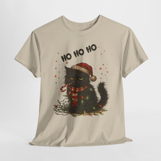 Discover Funny Christmas Cat T-Shirt, Holiday Unisex Winter Wear, Festive Gift, Cute Cat Apparel