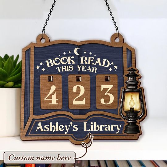Personalized Book Holder - Book Tracker, Books Read This Year Counter, Bookshelf Decor, Book End, Reader Gift, Library Decor, Teacher Gift