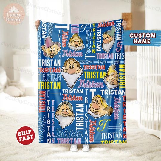 Personalized Disney Snow White and the Seven Dwarfs Blanket, Birthday Gifts For Boys/Girls, Snow White Gift, Magic Kingdom Blanket