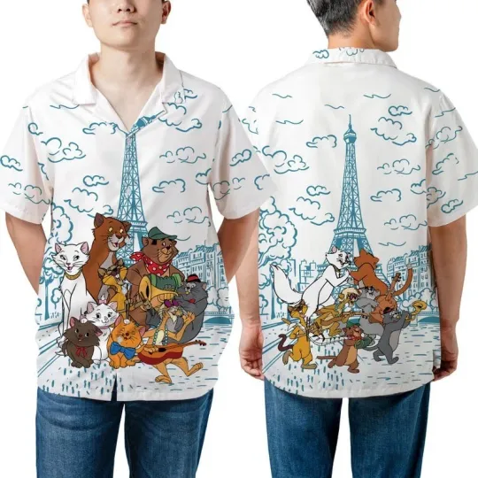 Discover Unisex The Aristocats Jazz Scat Cat's Band Eiffel Tower Paris Hawaiian Shirt, O'