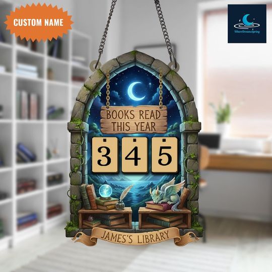 Personalized Reading Tracker, Vintage Book Tracker Sign, Library Decor, Book Lover Gift, Books Read This Year Counter, Reading Lover Gift.