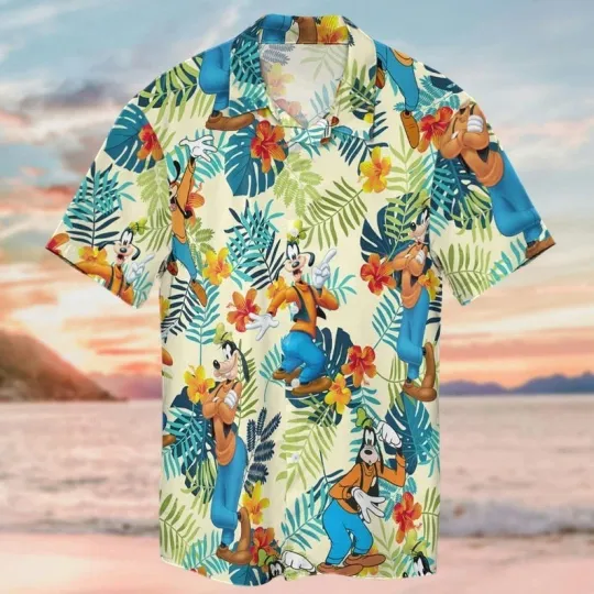 Discover Goofy Disney Hawaiian Shirt, Goofy Aloha Button Shirt, Goofy Dog Tropical Shirt