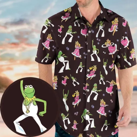 The Muppets Button Shirt, Kermit Hawaiian Shirt, Muppet Show Shirt
