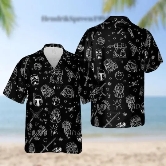 Discover Star Wars Hawaiian Shirt, Star Wars Day Shirt, Disney Movie Summer Button Shirt