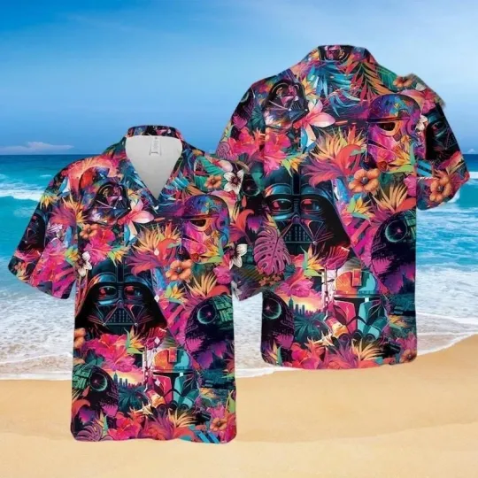 Discover Darth Vader Tropical Floral Hawaiian Shirt, Star Wars Summer Beach Shirt