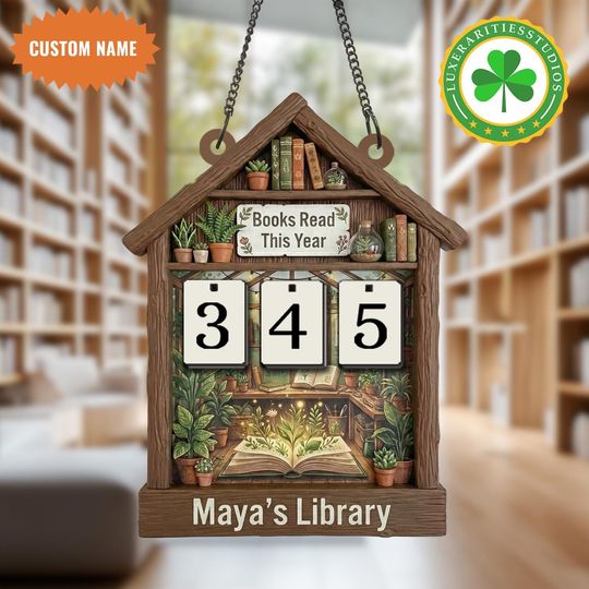 Discover Personalized Garden Book Tracker Sign, Books Read This Year Flip Counter,Books Read This Year Wall Decor, Personalized Book Counter